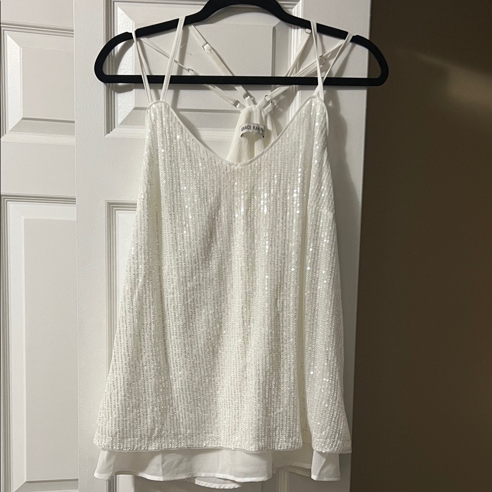White Sequin Camisole